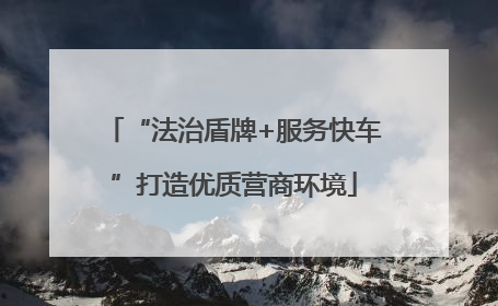 “法治盾牌+服务快车”打造优质营商环境