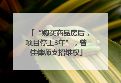 “购买商品房后，项目停工3年”，曾佳律师支招维权