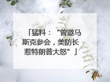 猛料：“曾邀马斯克参会，美防长惹特朗普大怒”