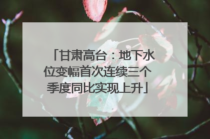 甘肃高台：地下水位变幅首次连续三个季度同比实现上升