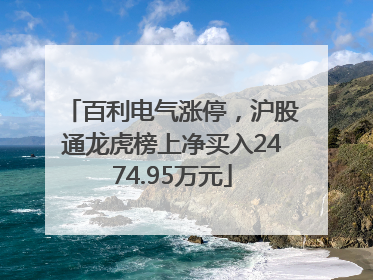 百利电气涨停，沪股通龙虎榜上净买入2474.95万元