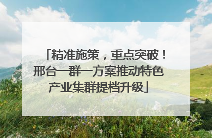 精准施策，重点突破！邢台一群一方案推动特色产业集群提档升级
