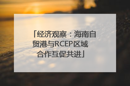 经济观察：海南自贸港与RCEP区域合作互促共进