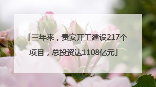 三年来，贵安开工建设217个项目，总投资达1108亿元