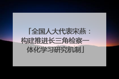 全国人大代表宋燕：构建推进长三角检察一体化学习研究机制