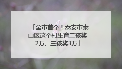 全市首个！泰安市泰山区这个村生育二孩奖2万、三孩奖3万