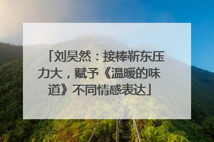 刘昊然：接棒靳东压力大，赋予《温暖的味道》不同情感表达