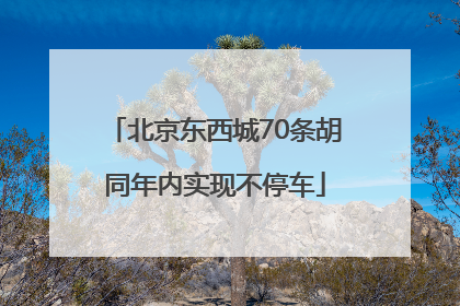北京东西城70条胡同年内实现不停车
