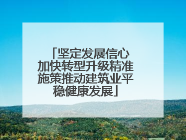 坚定发展信心 加快转型升级精准施策推动建筑业平稳健康发展