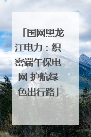 国网黑龙江电力：织密端午保电网 护航绿色出行路