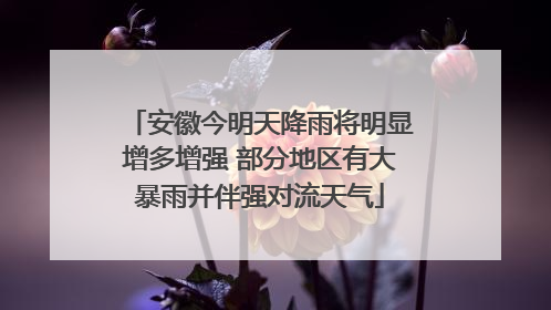 安徽今明天降雨将明显增多增强 部分地区有大暴雨并伴强对流天气