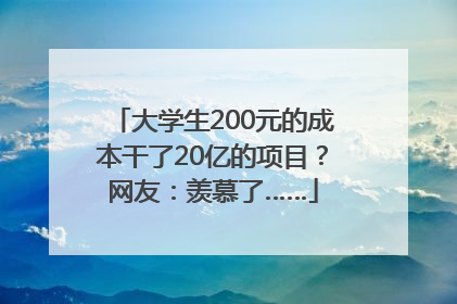 大学生200元的成本干了20亿的项目？网友：羡慕了……