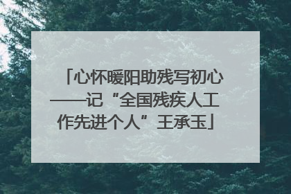 心怀暖阳助残写初心——记“全国残疾人工作先进个人”王承玉