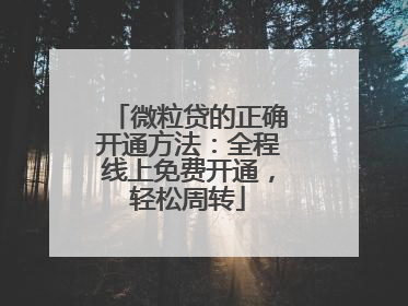 微粒贷的正确开通方法：全程线上免费开通，轻松周转