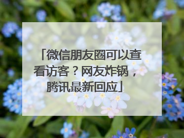 微信朋友圈可以查看访客？网友炸锅，腾讯最新回应