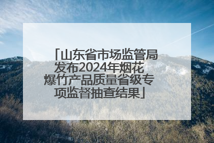 山东省市场监管局发布2024年烟花爆竹产品质量省级专项监督抽查结果