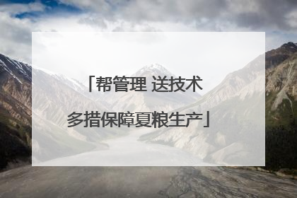 帮管理 送技术 多措保障夏粮生产