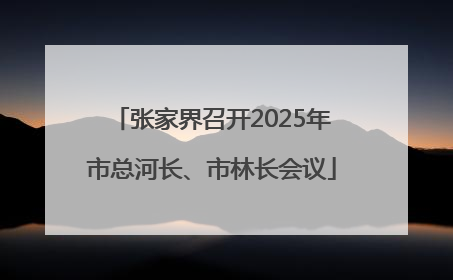 张家界召开2025年市总河长、市林长会议