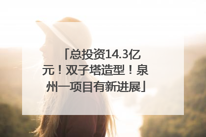 总投资14.3亿元！双子塔造型！泉州一项目有新进展