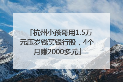 杭州小孩哥用1.5万元压岁钱买银行股，4个月赚2000多元