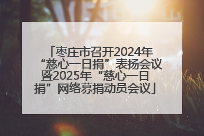 枣庄市召开2024年“慈心一日捐”表扬会议暨2025年“慈心一日捐”网络募捐动员会议