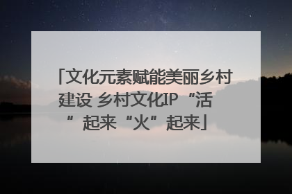 文化元素赋能美丽乡村建设 乡村文化IP“活”起来“火”起来
