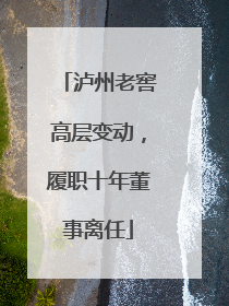 泸州老窖高层变动，履职十年董事离任