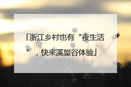 浙江乡村也有“夜生活”，快来溪望谷体验