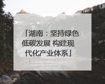 湖南：坚持绿色低碳发展 构建现代化产业体系