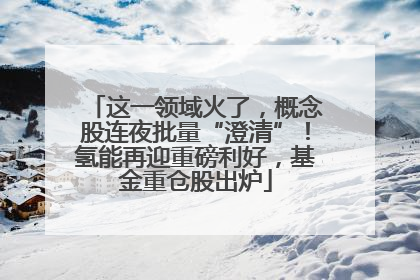 这一领域火了，概念股连夜批量“澄清”！氢能再迎重磅利好，基金重仓股出炉