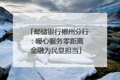 邮储银行郴州分行：暖心服务零距离 金融为民显担当