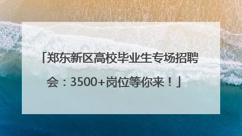 郑东新区高校毕业生专场招聘会：3500+岗位等你来！
