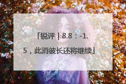锐评｜8.8：-1.5，此消彼长还将继续