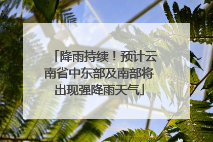 降雨持续！预计云南省中东部及南部将出现强降雨天气