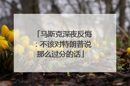 马斯克深夜反悔：不该对特朗普说那么过分的话