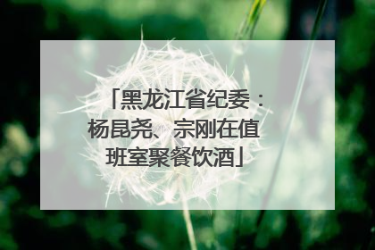 黑龙江省纪委：杨昆尧、宗刚在值班室聚餐饮酒