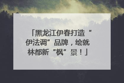 黑龙江伊春打造“伊法调”品牌，绘就林都新“枫”景！