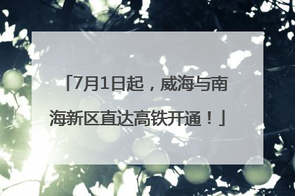 7月1日起，威海与南海新区直达高铁开通！