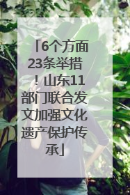 6个方面23条举措！山东11部门联合发文加强文化遗产保护传承