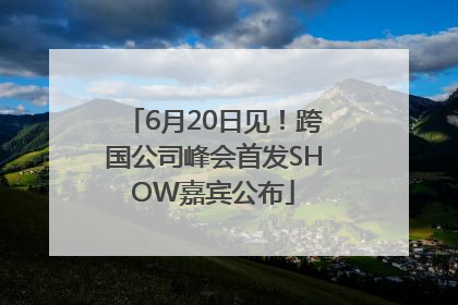 6月20日见！跨国公司峰会首发SHOW嘉宾公布
